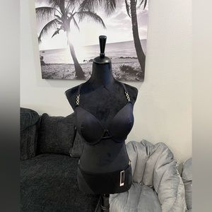 VICTORIA’S SECRET SUPER SEXY BLACK BIKINI! ~ 36DDD PUSH UP TOP~ L BOTTOMS